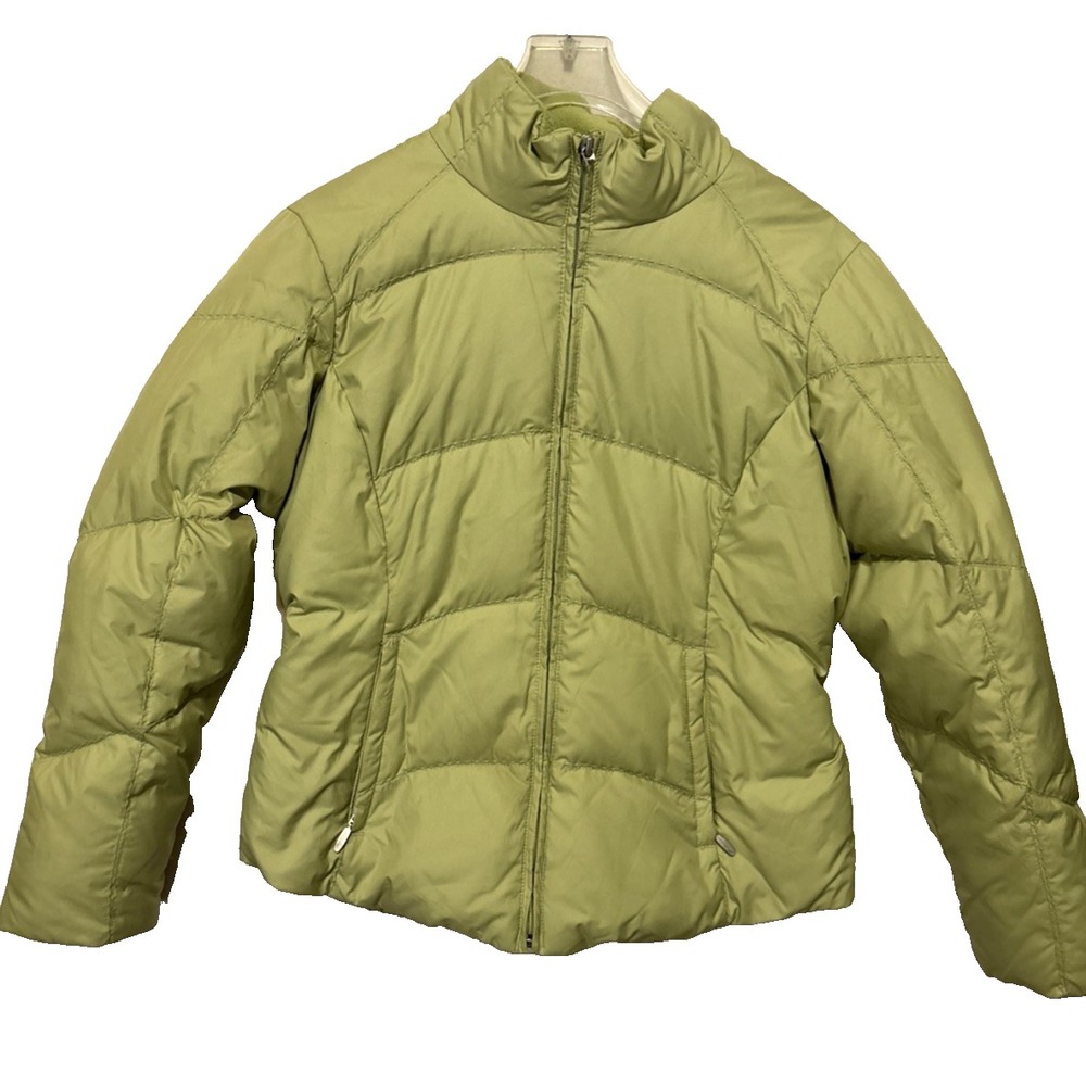 Eddie Bauer Jacket Womens Small Petite Quilted Goose Down Puffer Coat Green